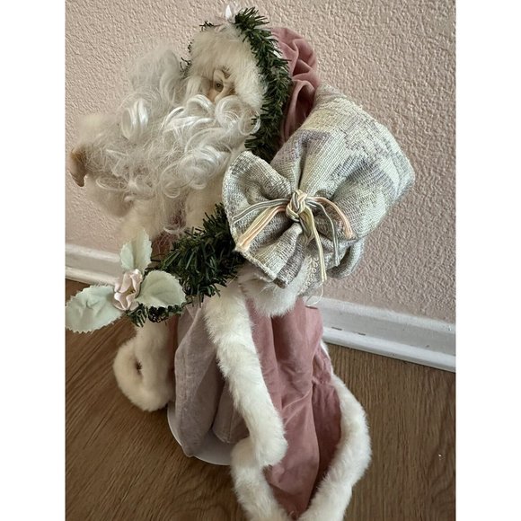 Authentic Brinns 1991 Pink Victorian Santa Fugurine 15" Tall English Pink Robe - Picture 5 of 7